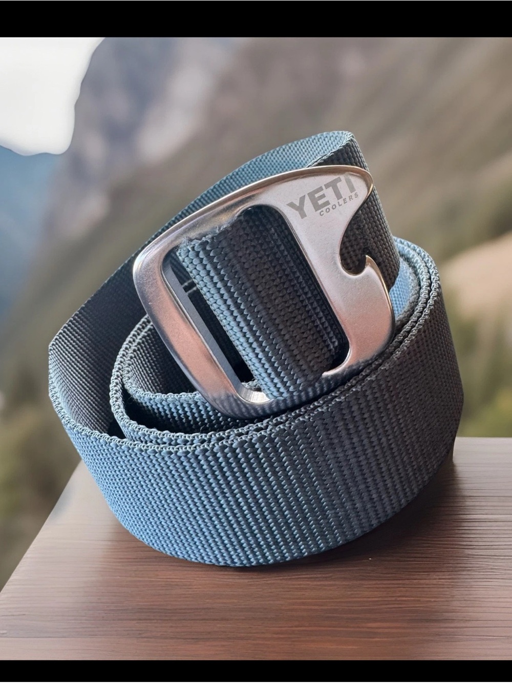 Yeti Slate Gray Woven Webbing Belt with Metal Buckle - Men